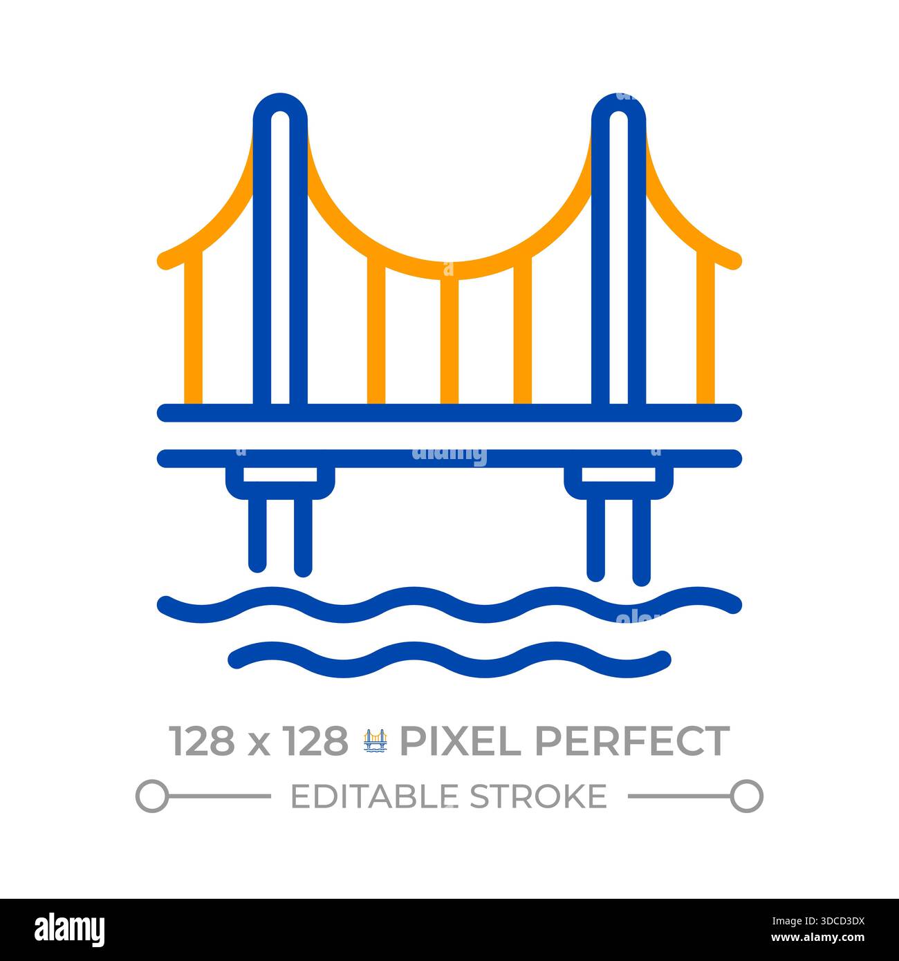 Bridge pixel perfect two color line icon Stock Vector