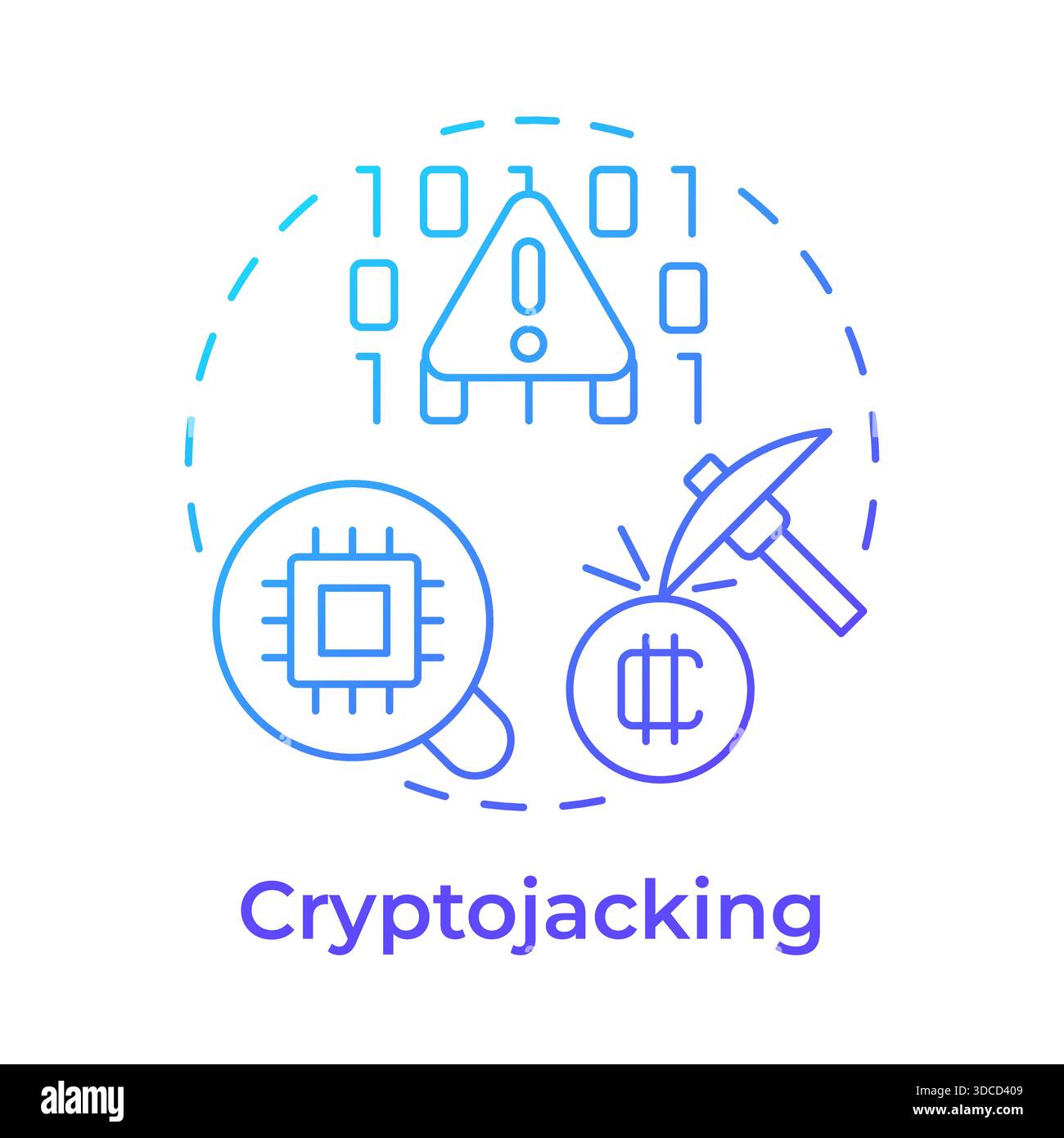 Cryptojacking blue gradient concept icon Stock Vector