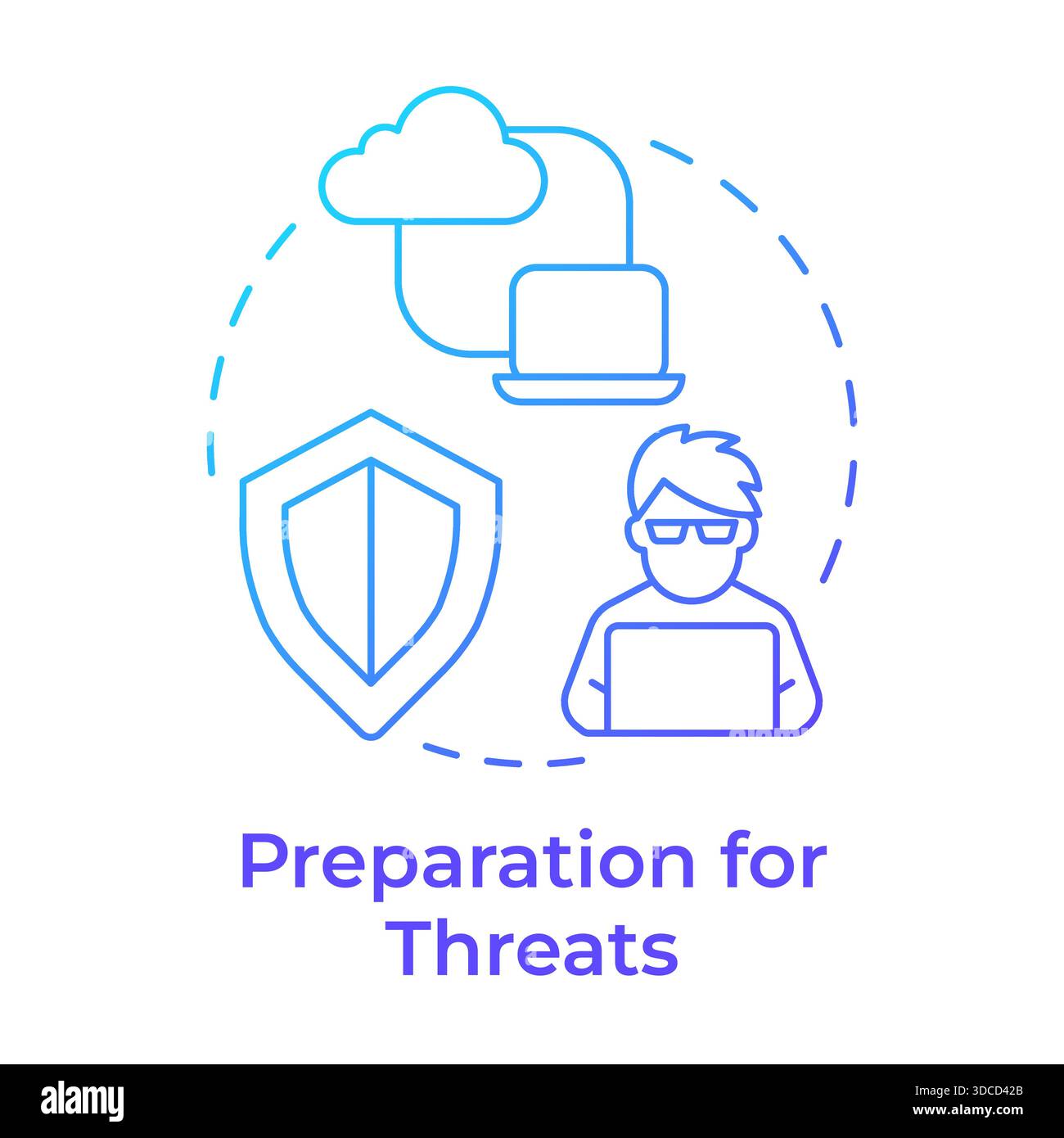 Preparation for threats blue gradient concept icon Stock Vector