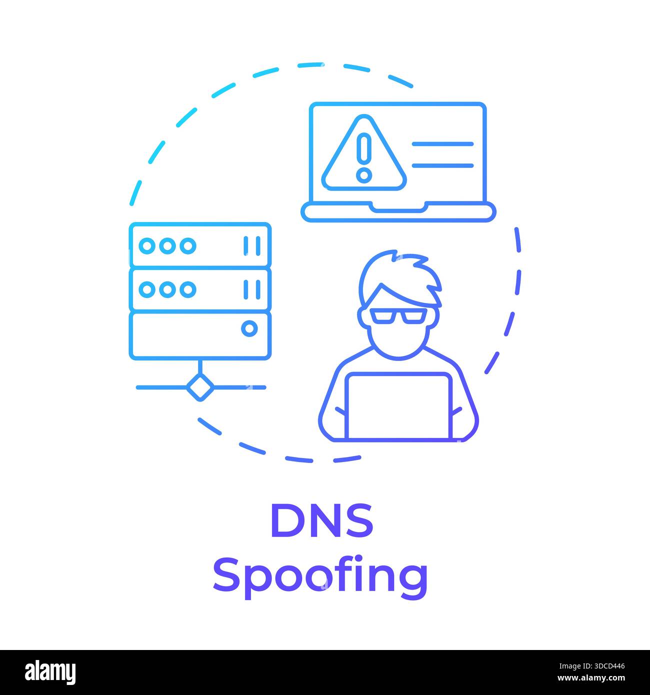DNS spoofing blue gradient concept icon Stock Vector