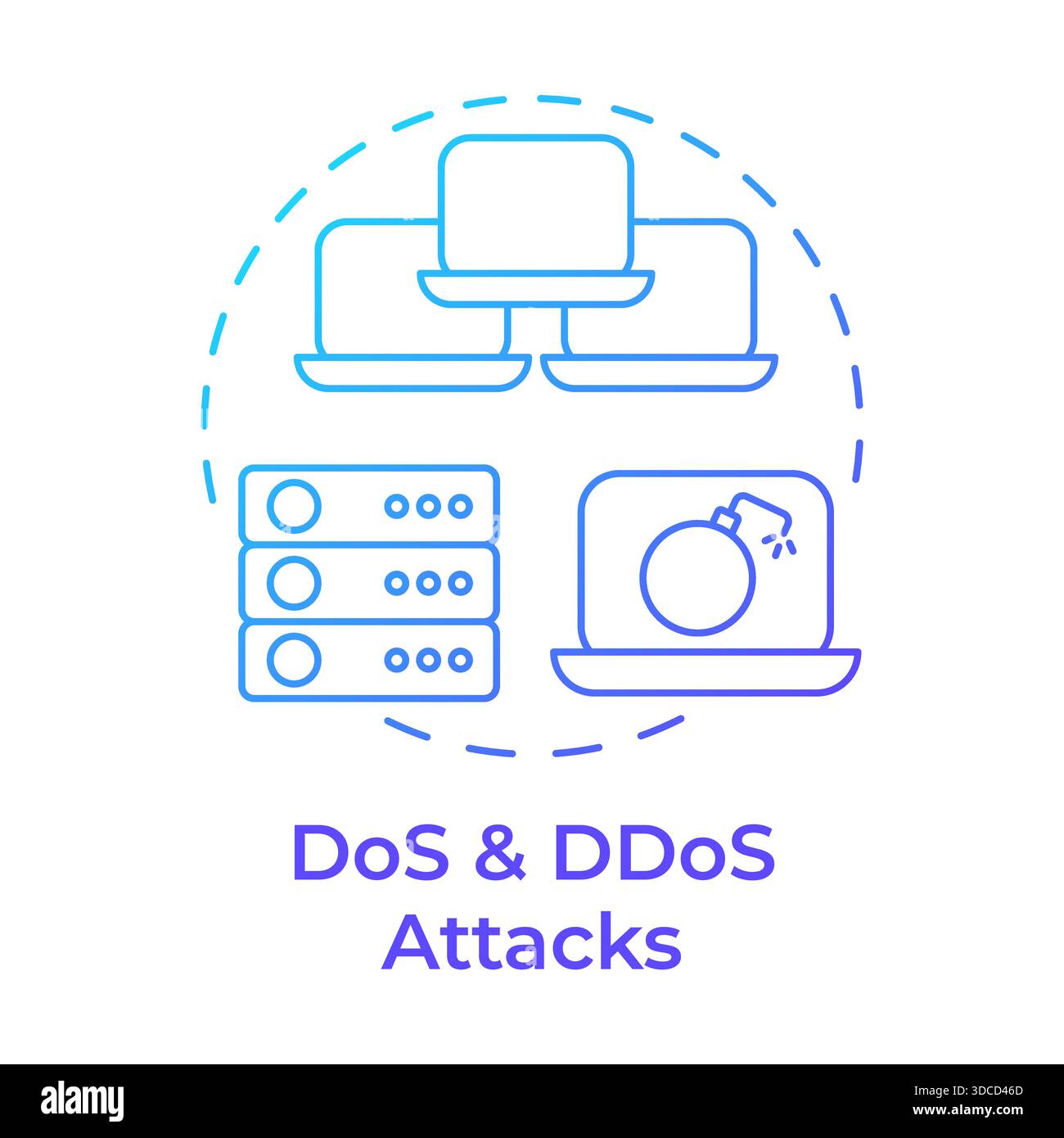 DoS and ddos attacks blue gradient concept icon Stock Vector Image ...
