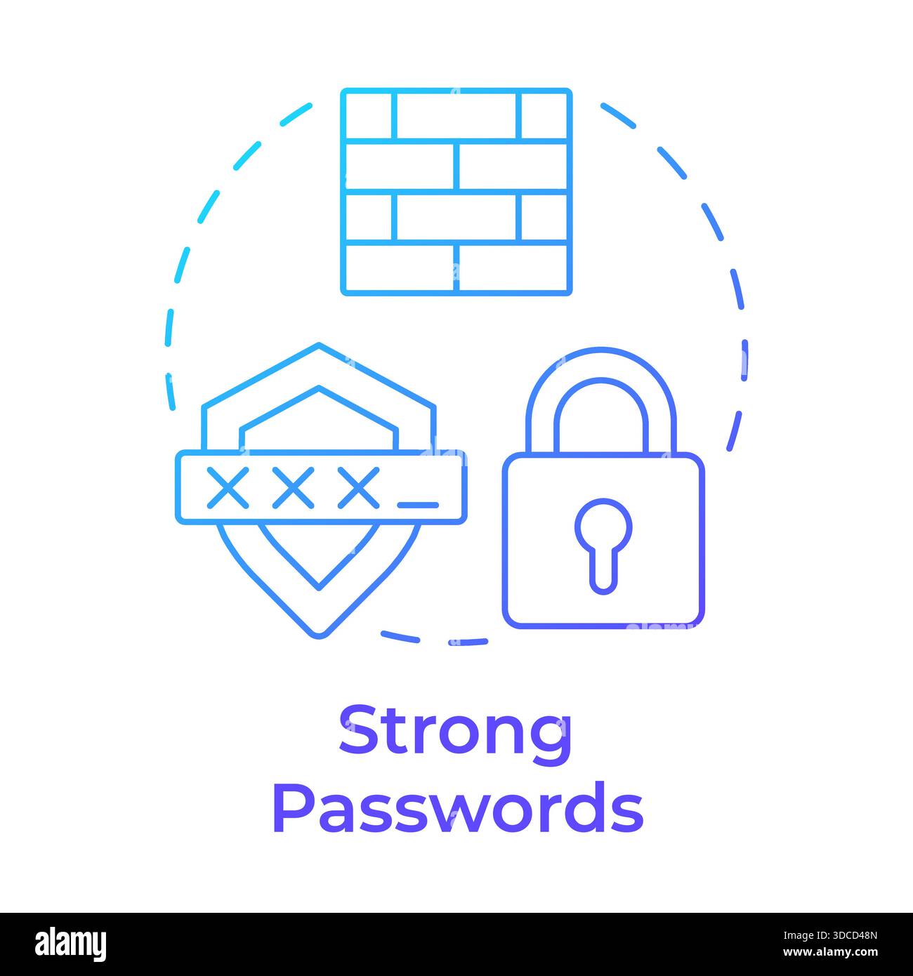 Strong passwords blue gradient concept icon Stock Vector
