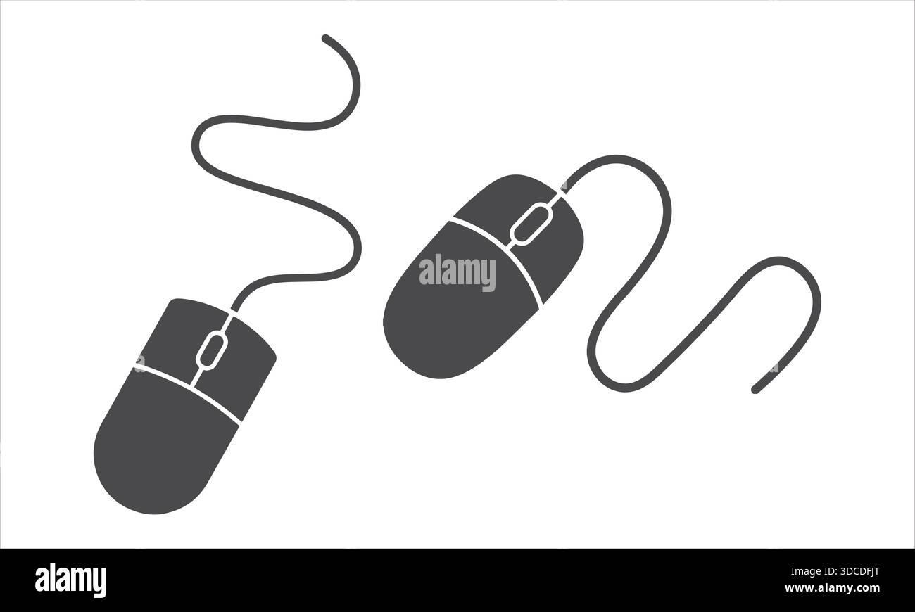 Computer Mouse Silhouettes Vector – Modern PC Hardware Device Icons Stock Vector
