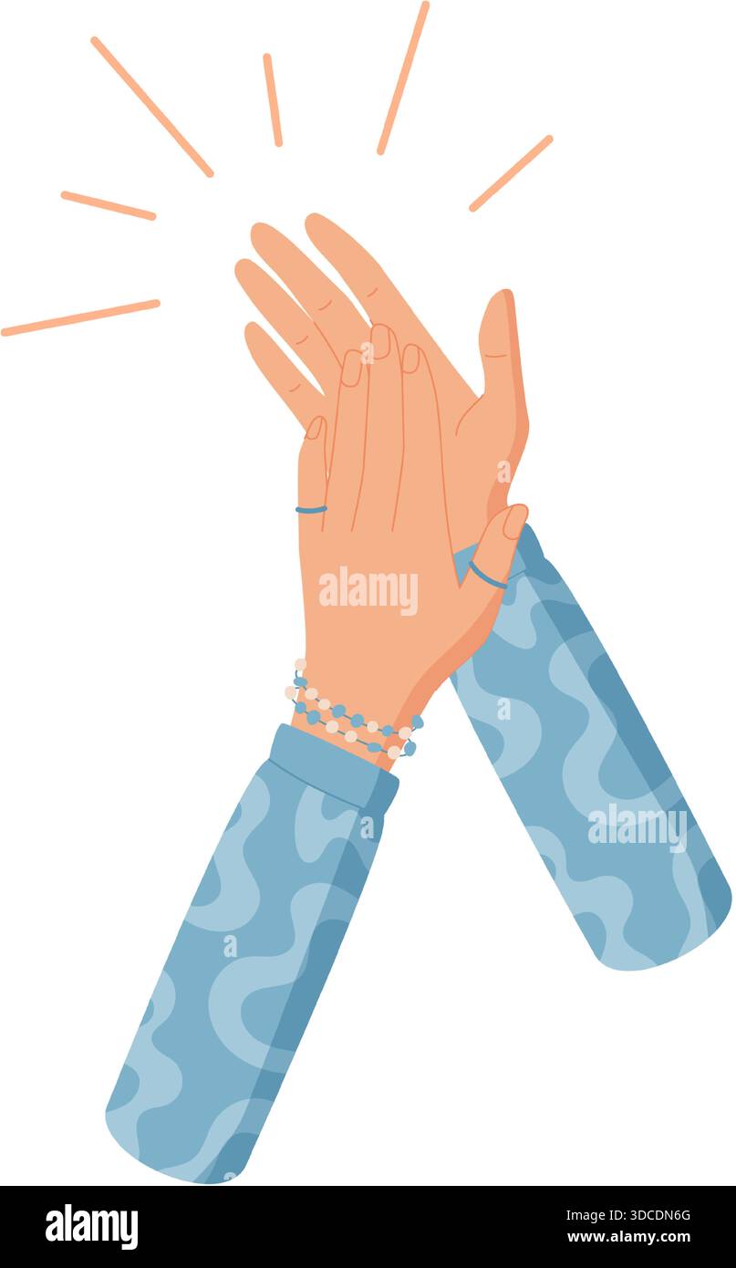 Flat Clapping Hands With Applause Stock Vector