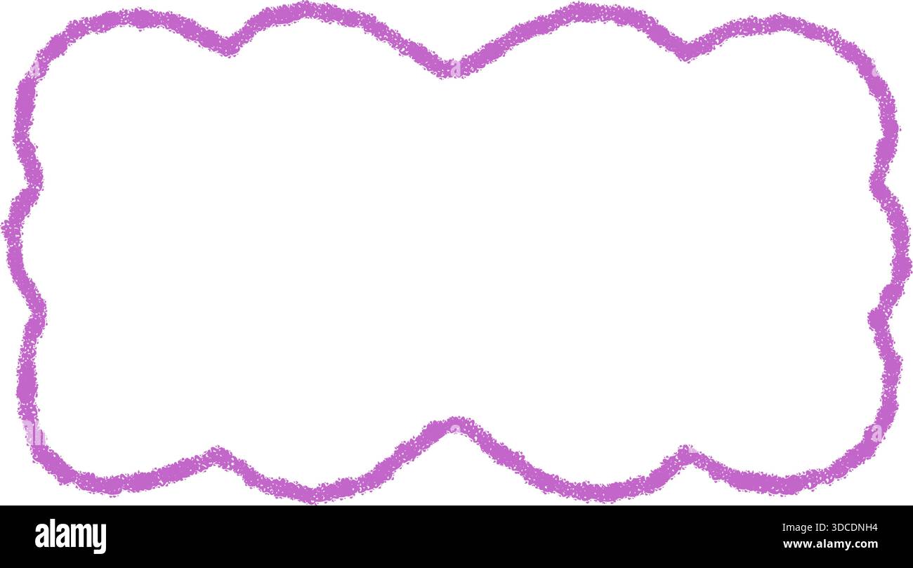 Groovy Crayon Scallop Rectangle Border Outline Stock Vector