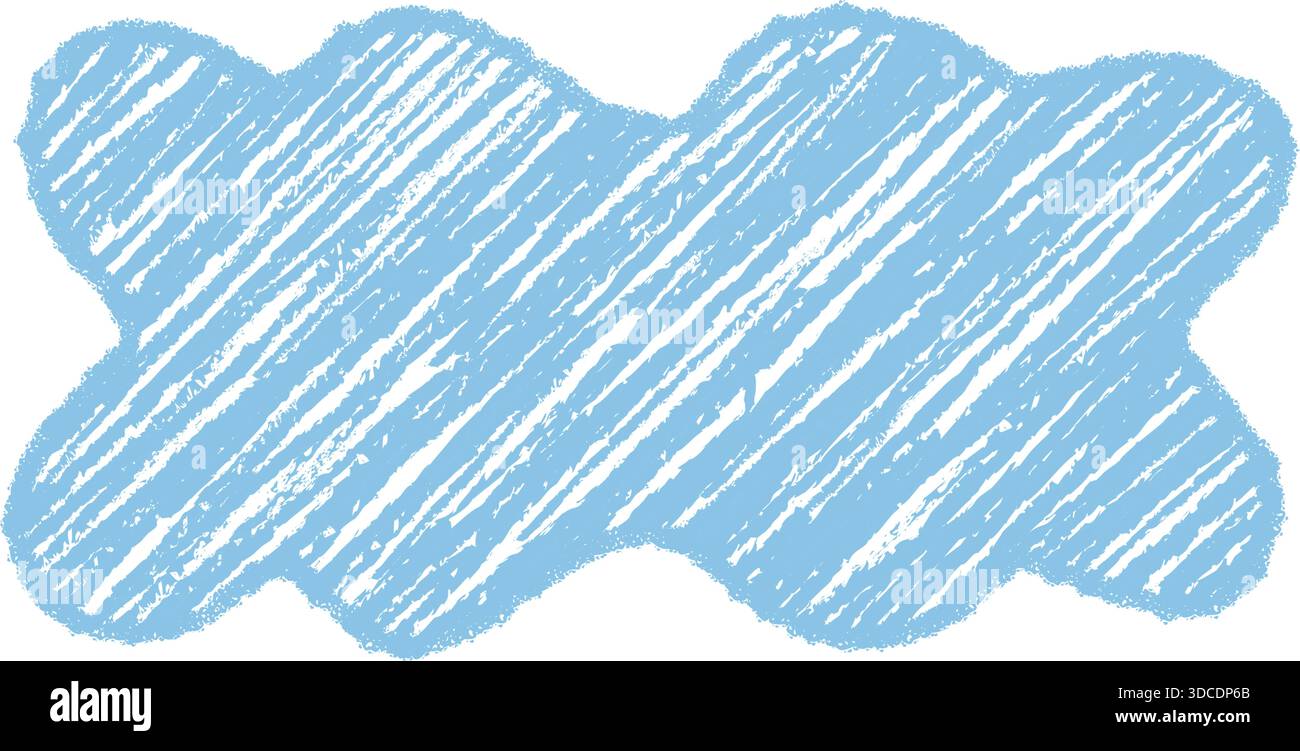 Wavy Blue Crayon Bubble Border Stock Vector