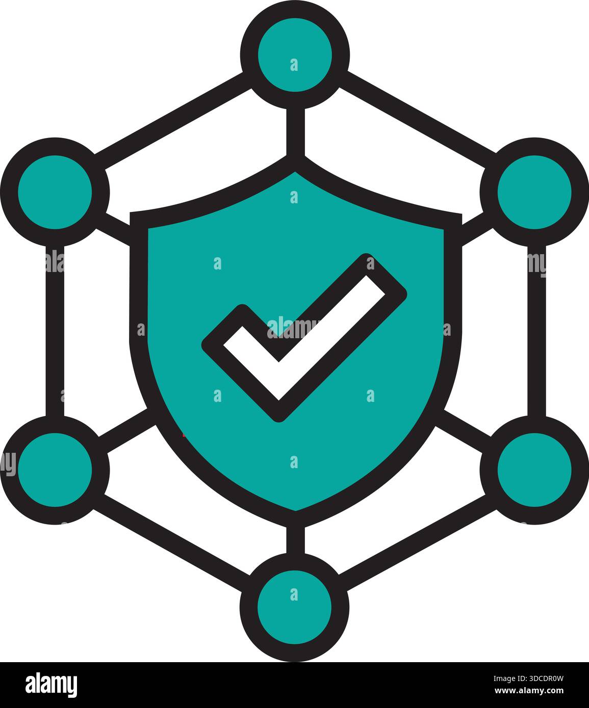 Shield Network Security Icon Template Technology Logo Vector Design Modern Stock Vector