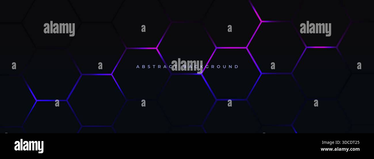 Dark hexagon abstract technology background with blue and pink colored ...