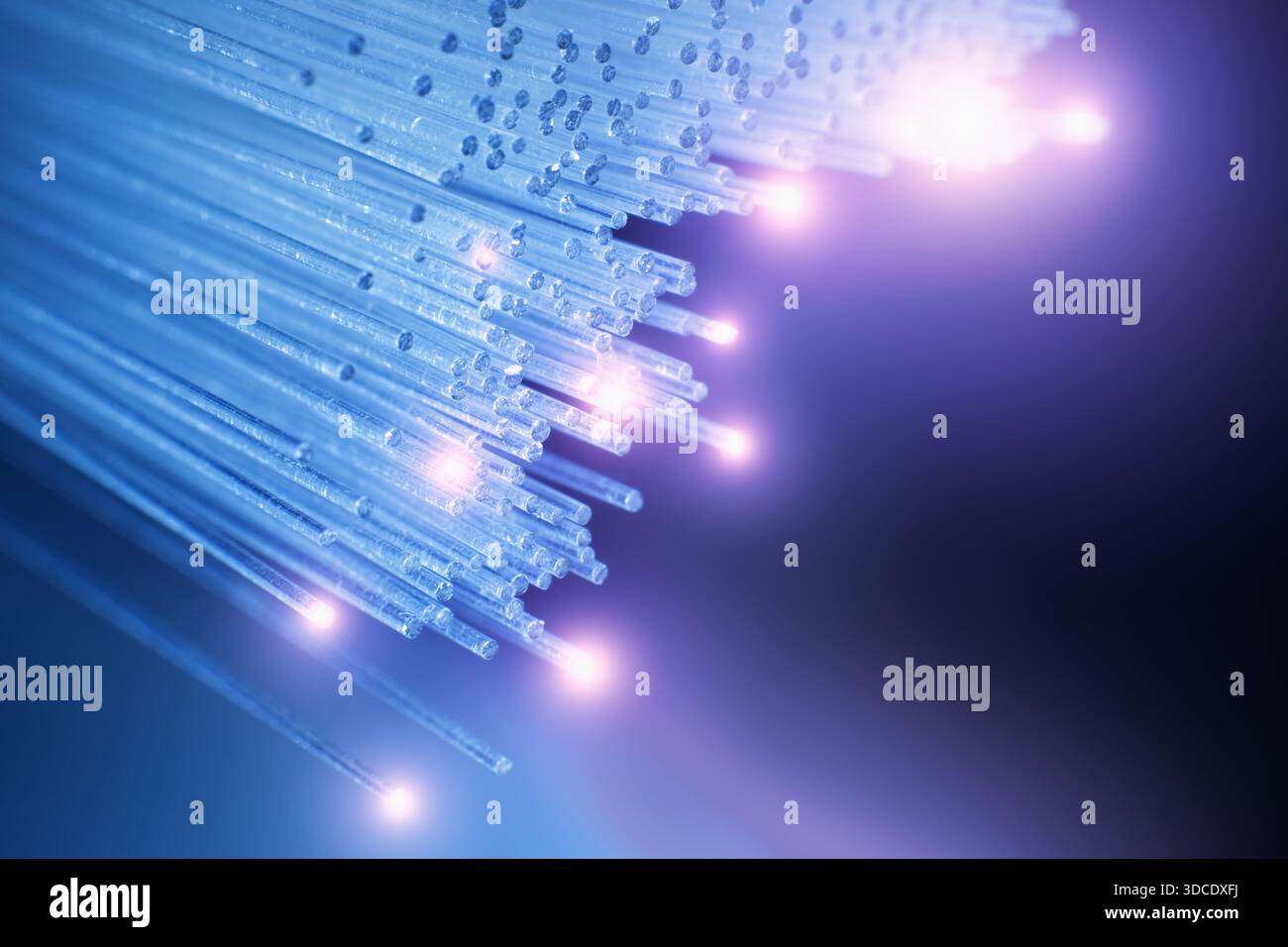 Optical fibre, blue lights abstract background Stock Photo
