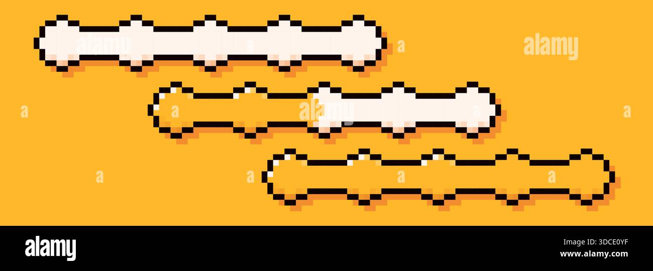 Loading yellow bars. Pixel art simple style. Stock Vector