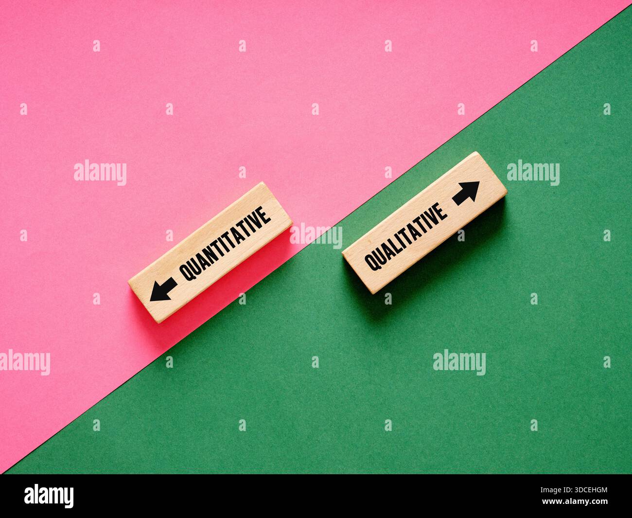 Two wooden blocks with arrows pointing in opposite directions represent ...