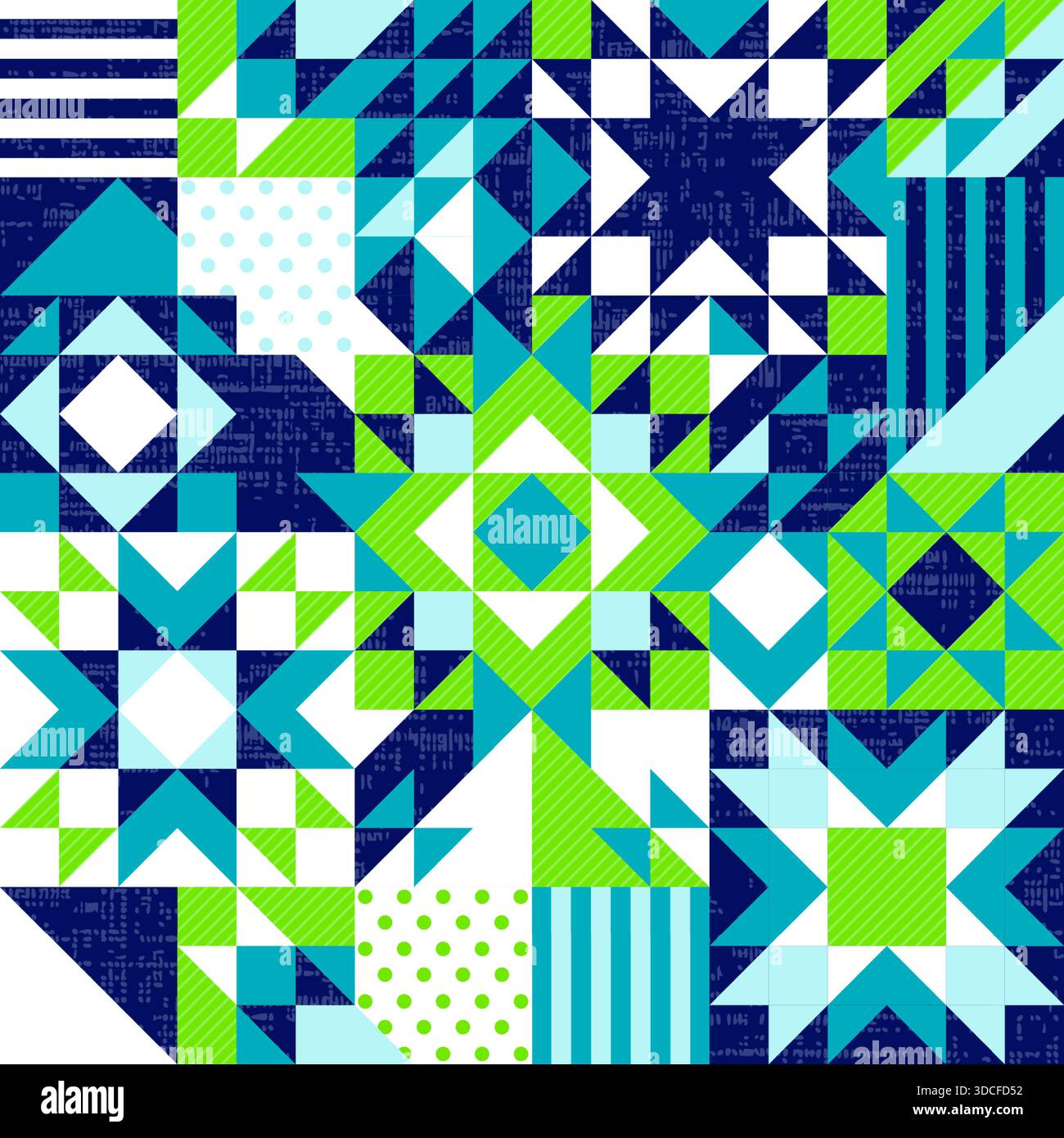 Winter Christmas stars patchwork, irregular geometric background, seamless vector repeating pattern, quilt folk art design layout, repeating geometric Stock Vector