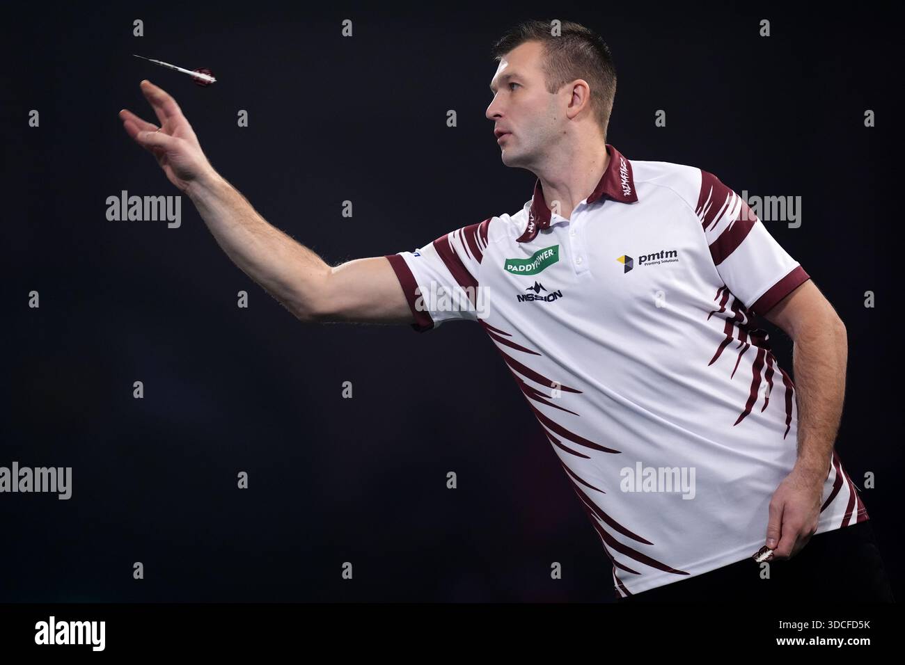 Latvia's Madars Razma during his match against Scotland's Darren ...