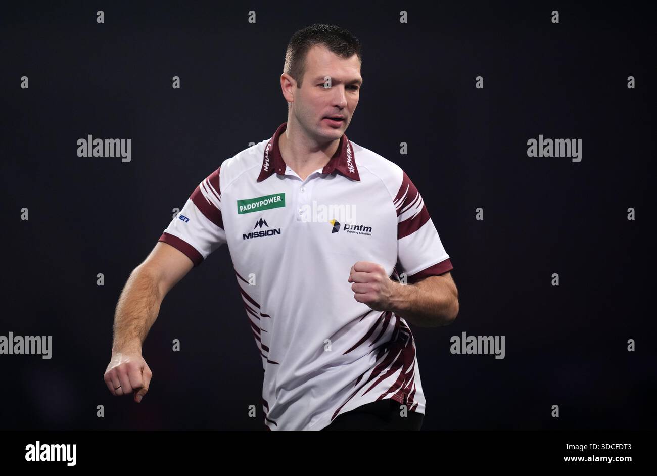 Latvia's Madars Razma reacts during his match against Scotland's Darren ...