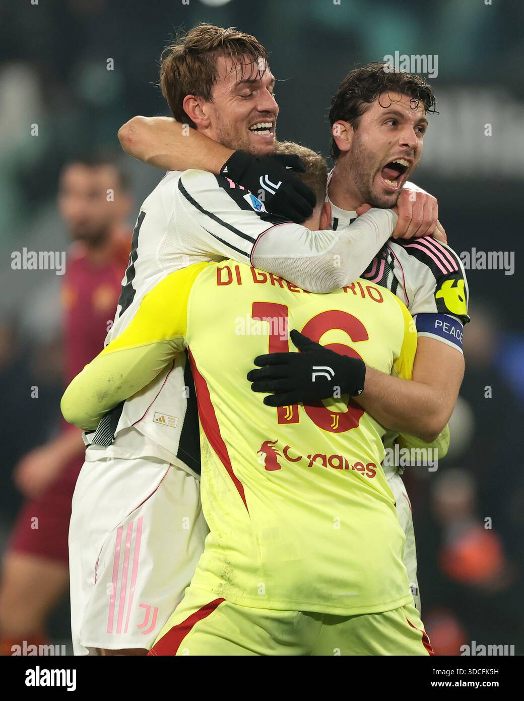 Turin, Italy, 20th December 2025. Manuel Locatelli, Daniele Rugani and ...