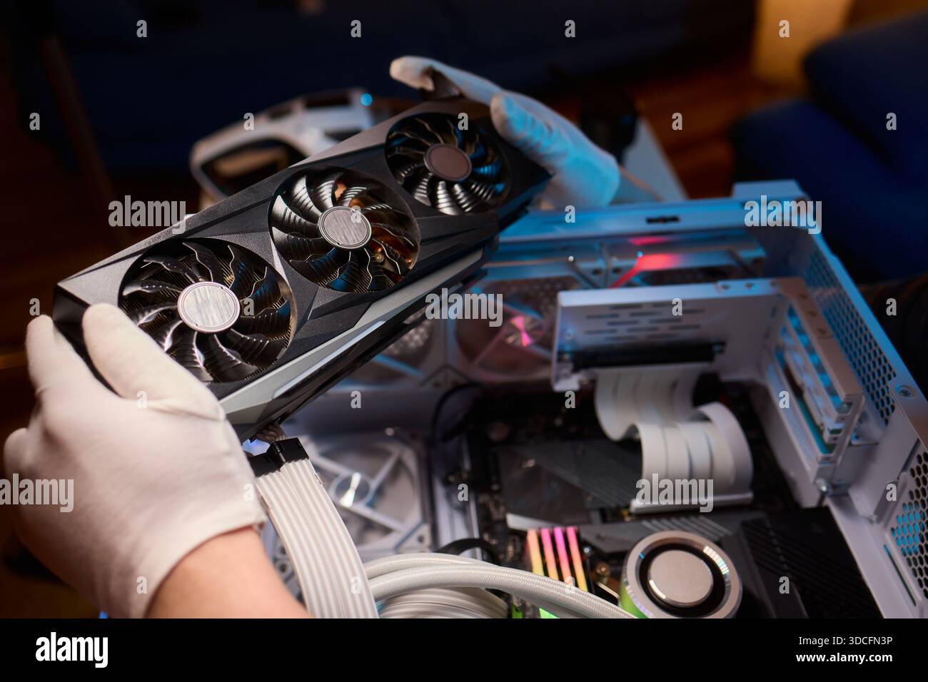 Installing a High Performance GPU in a Custom PC Build A Comprehensive Guide for Enthusiasts Stock Photo