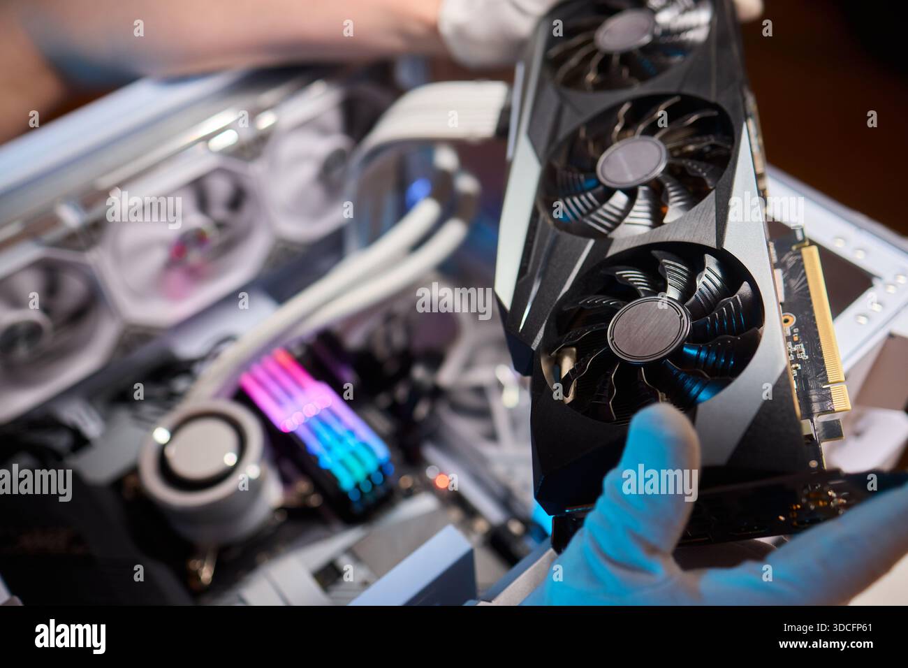 Installing a High Performance GPU in a Custom PC Build A Comprehensive Guide for Enthusiasts Stock Photo
