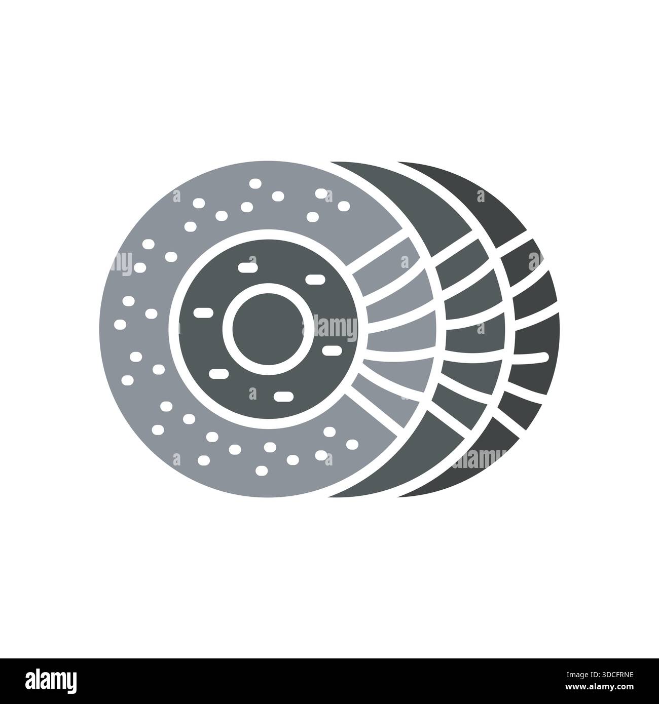 brake disc black line icon. Vector isolated element.Editable stroke Stock Vector