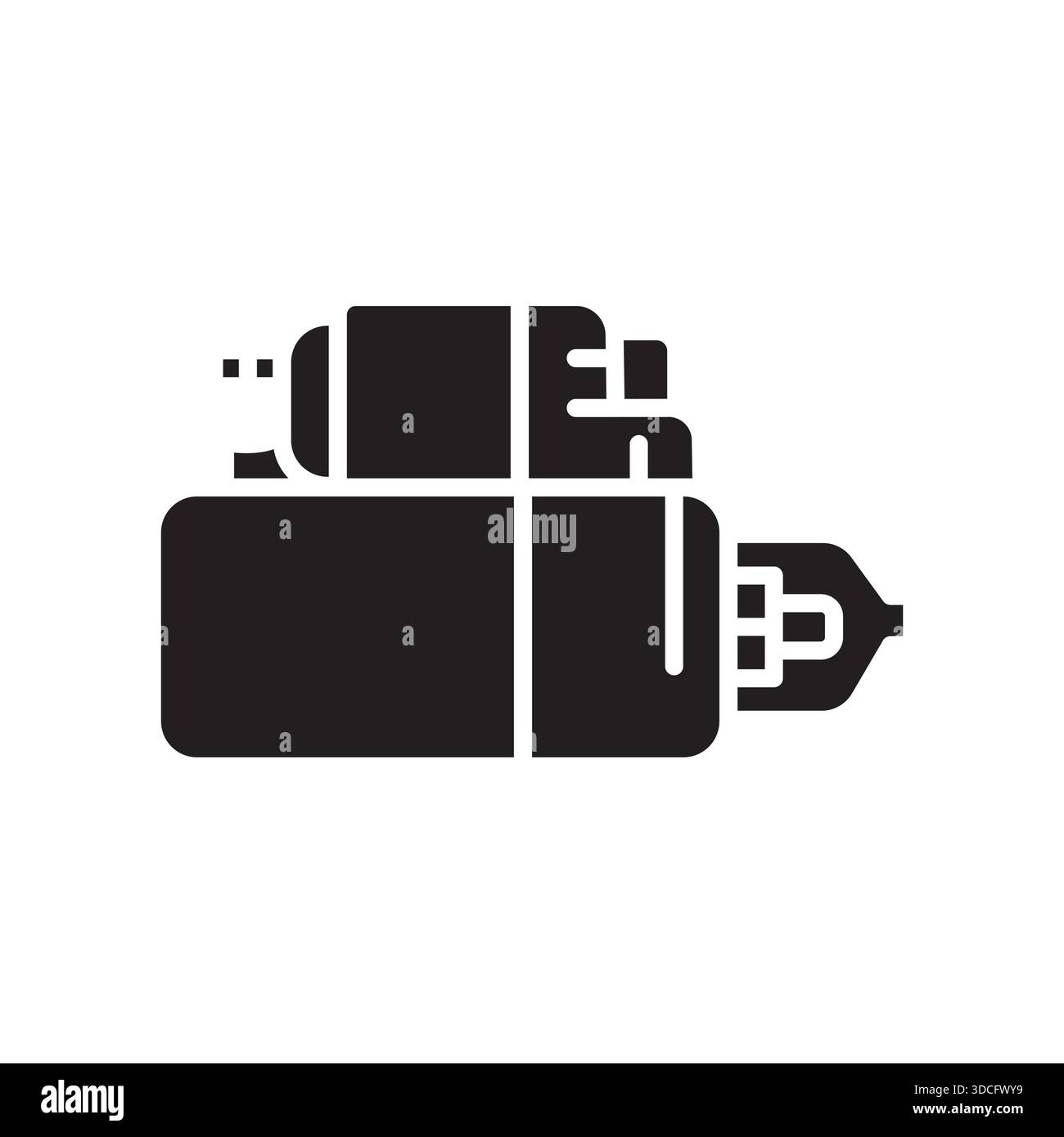 starter black line icon. Vector isolated element.Editable stroke Stock Vector