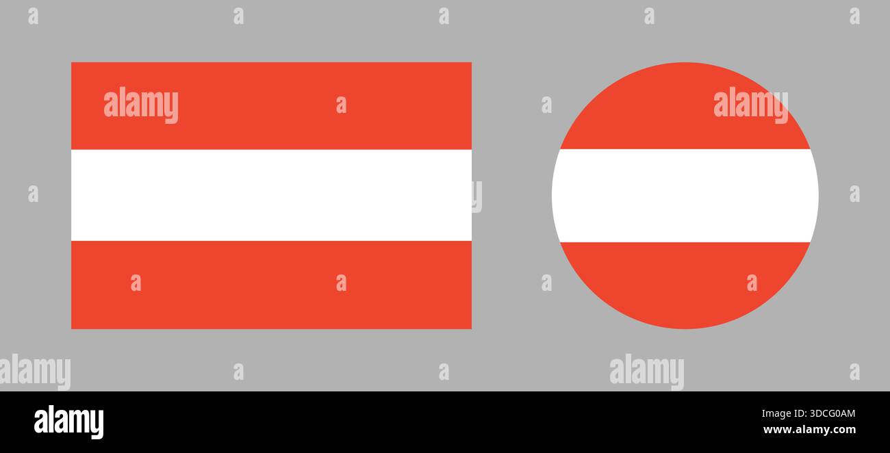 Flag of Austria. Set of National Austria rectangle, circle flags. Stock Vector