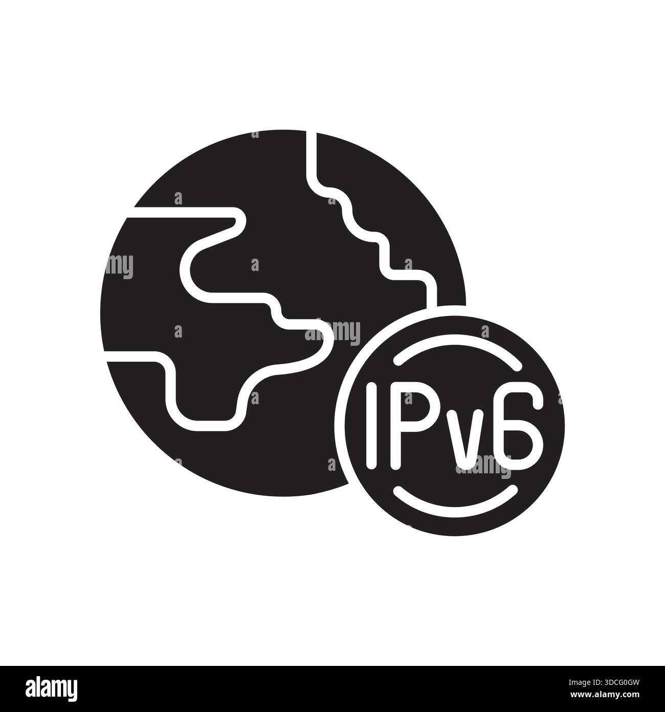 ipv6 deployment black line icon. Vector isolated element.Editable stroke Stock Vector