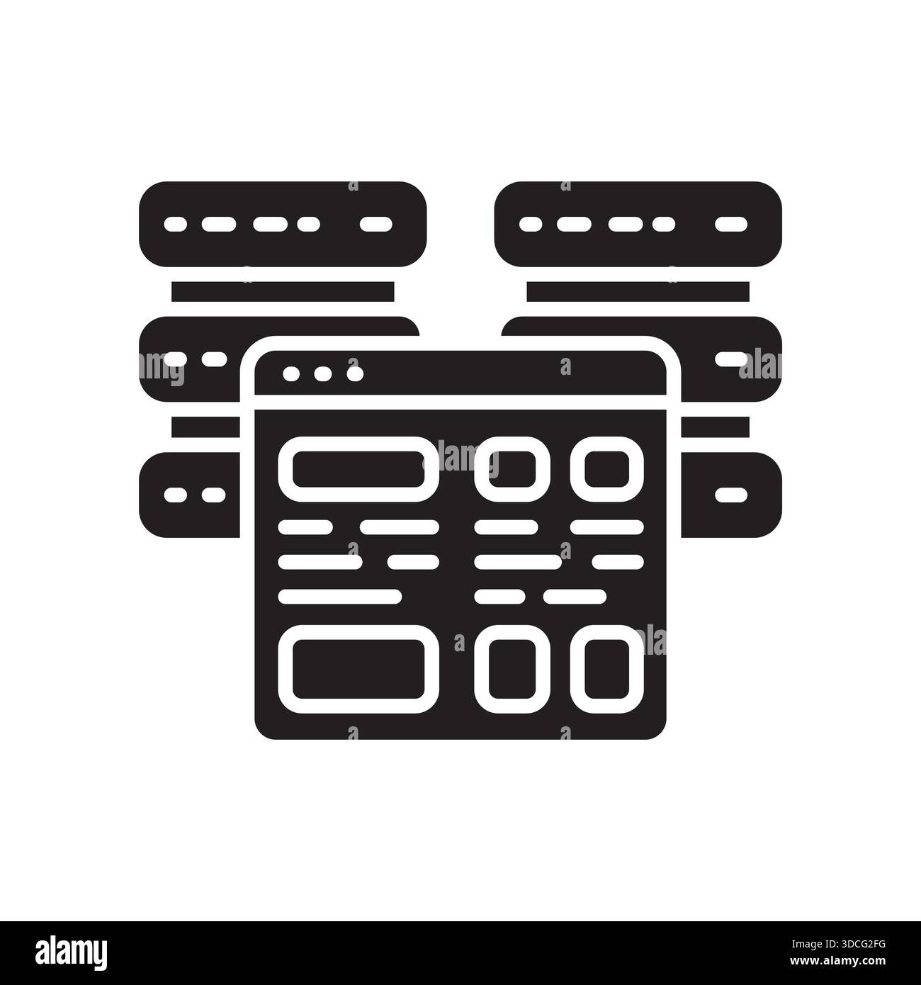 Self hosting black line icon. Vector isolated element.Editable stroke Stock Vector