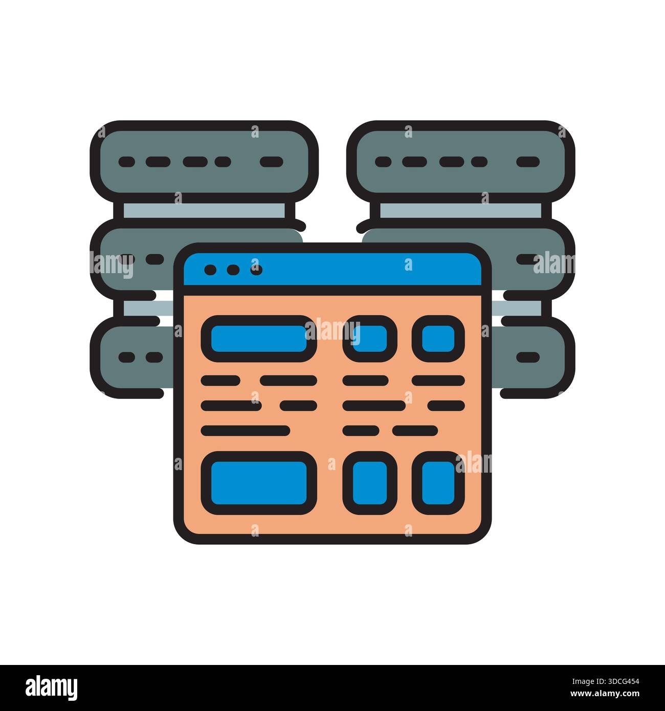 Self hosting black line icon. Vector isolated element.Editable stroke Stock Vector