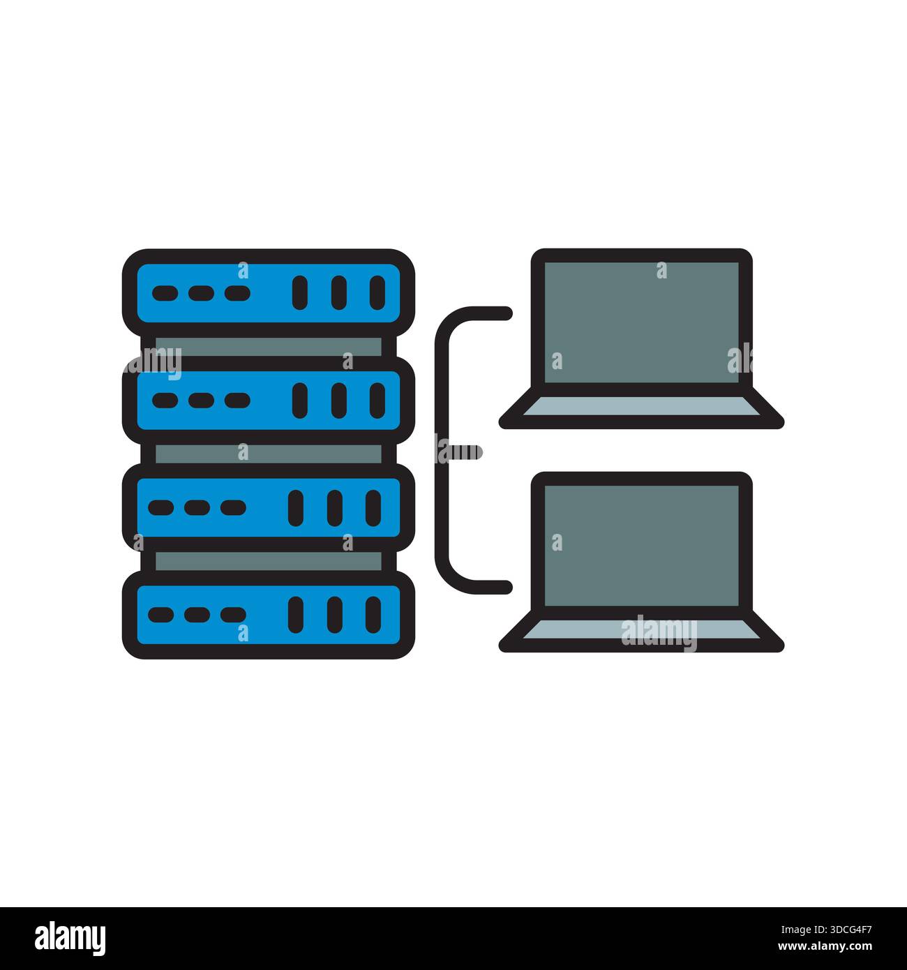 virtual machine black line icon. Vector isolated element.Editable stroke Stock Vector