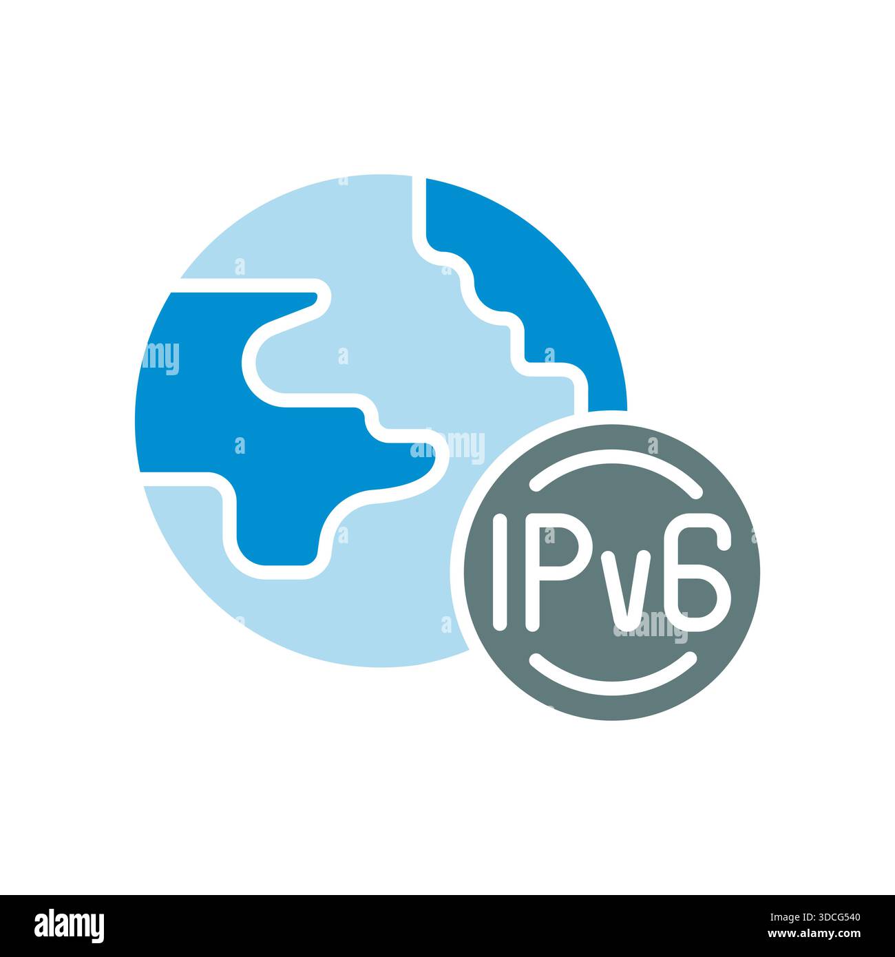 ipv6 deployment black line icon. Vector isolated element.Editable stroke Stock Vector