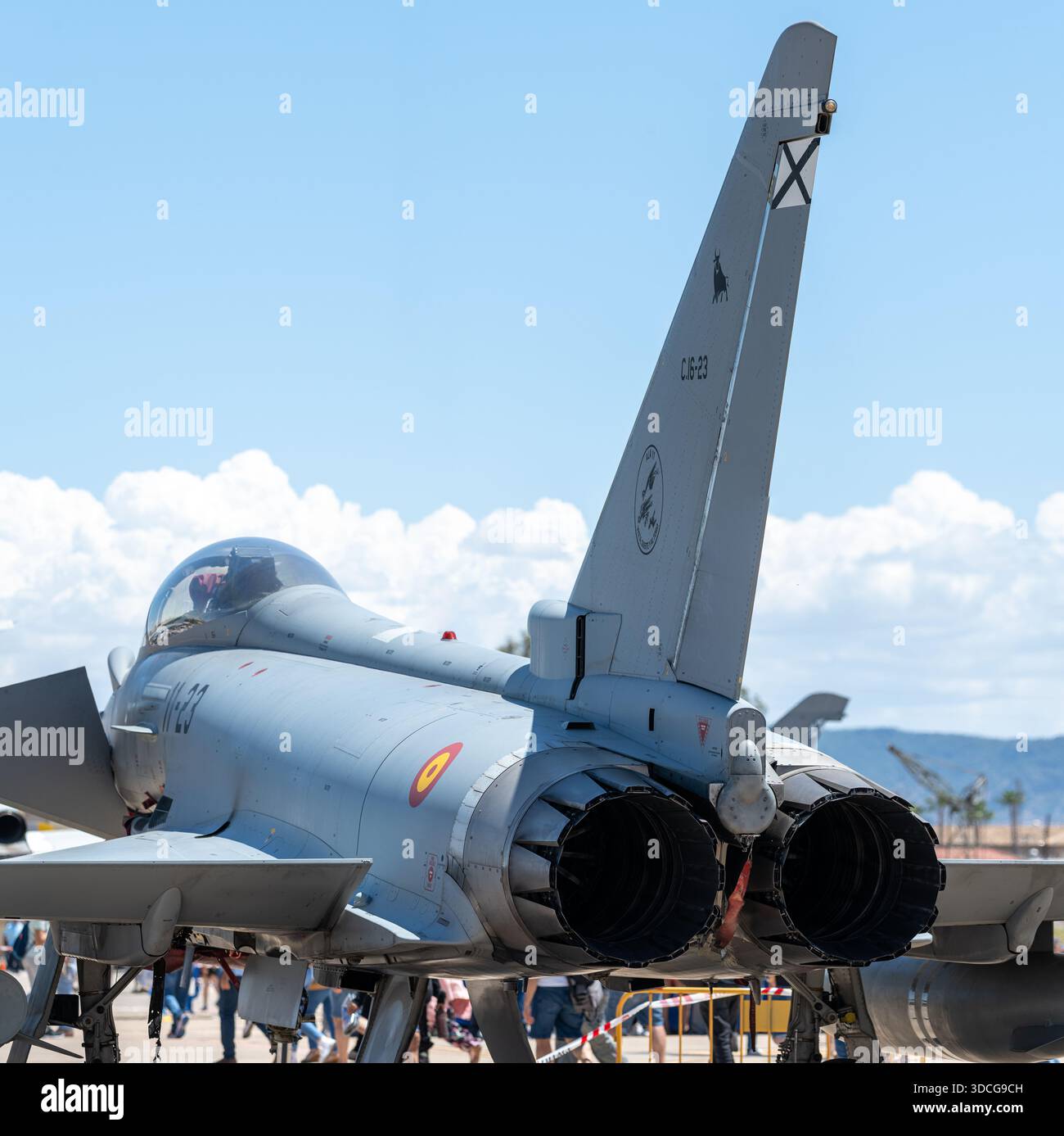 Eurofighter Rear Moron, Spain - 12 May 23: A Spanish Air Force Eurofighter military jet ...