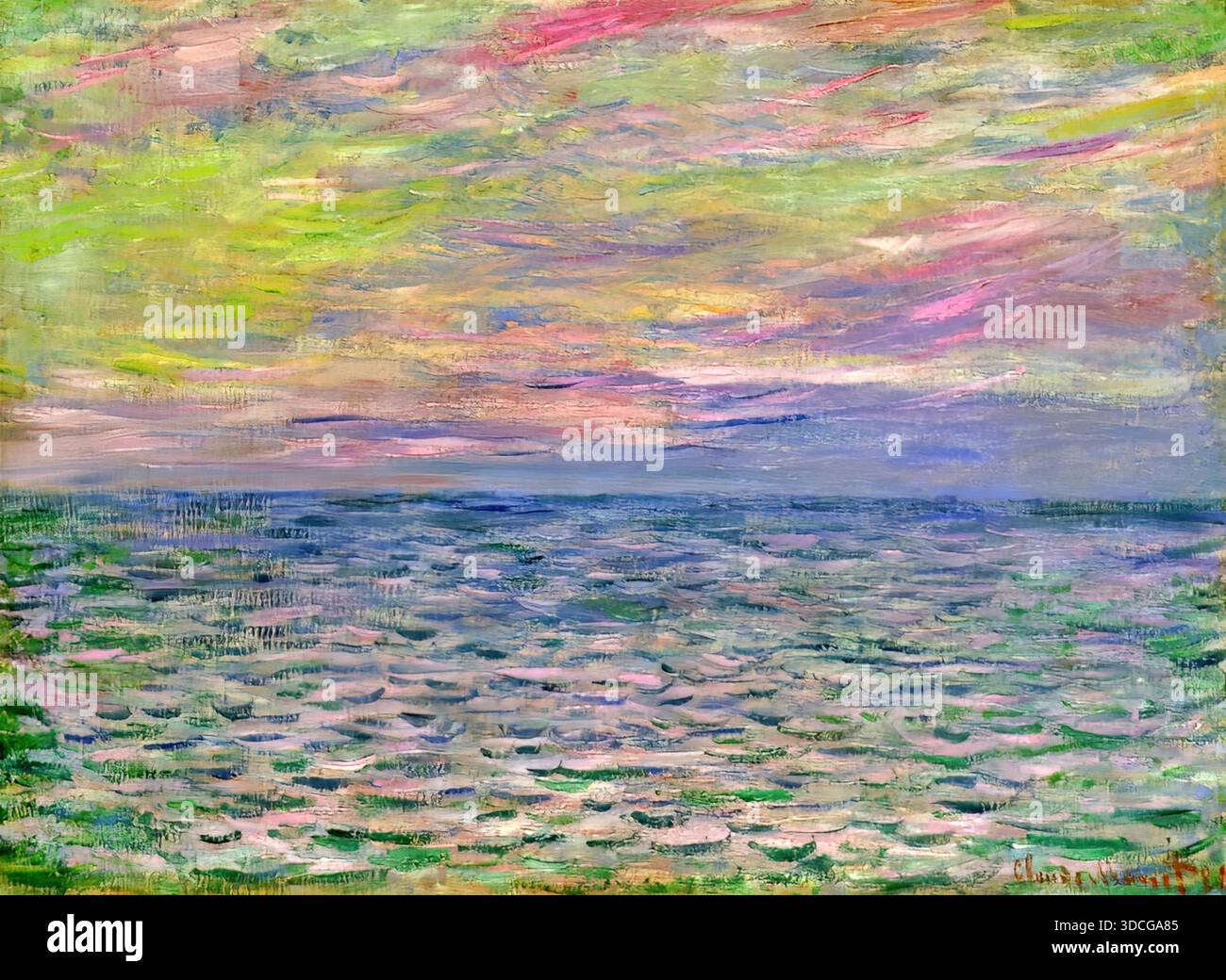 Sunset at pourville claude monet Stock Vector Images - Alamy