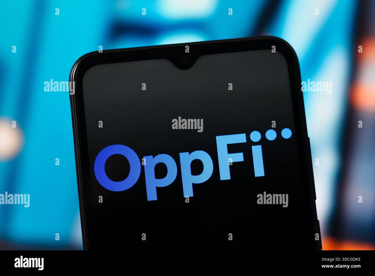 In this photo illustration, the OppFi (Opp Fi) logo is seen displayed ...