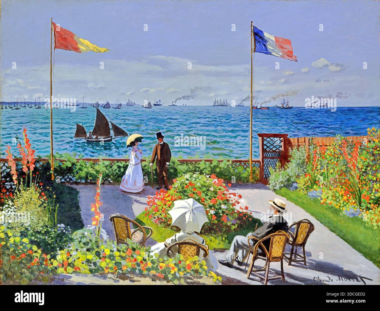 Claude Monet, The Terrace at Sainte-Adresse, 1867, Impressionist oil ...