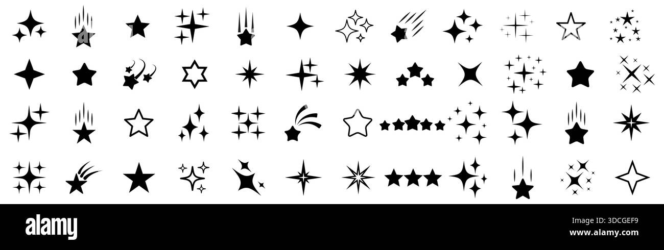 Stars icon collection. Different star shapes. Black stars icon set ...