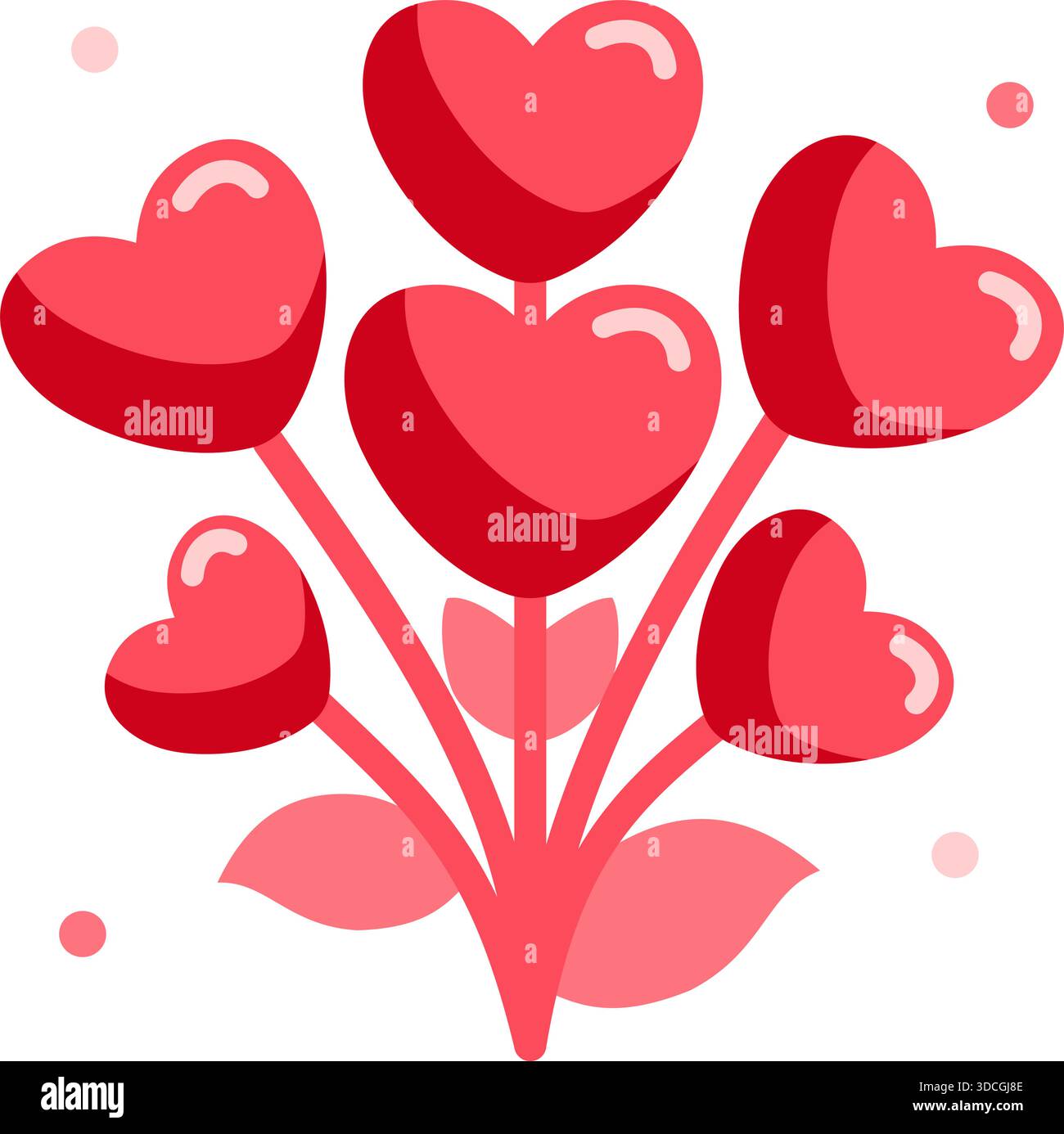 Vector icon of a bouquet of flowers in the shape of hearts Stock Vector ...