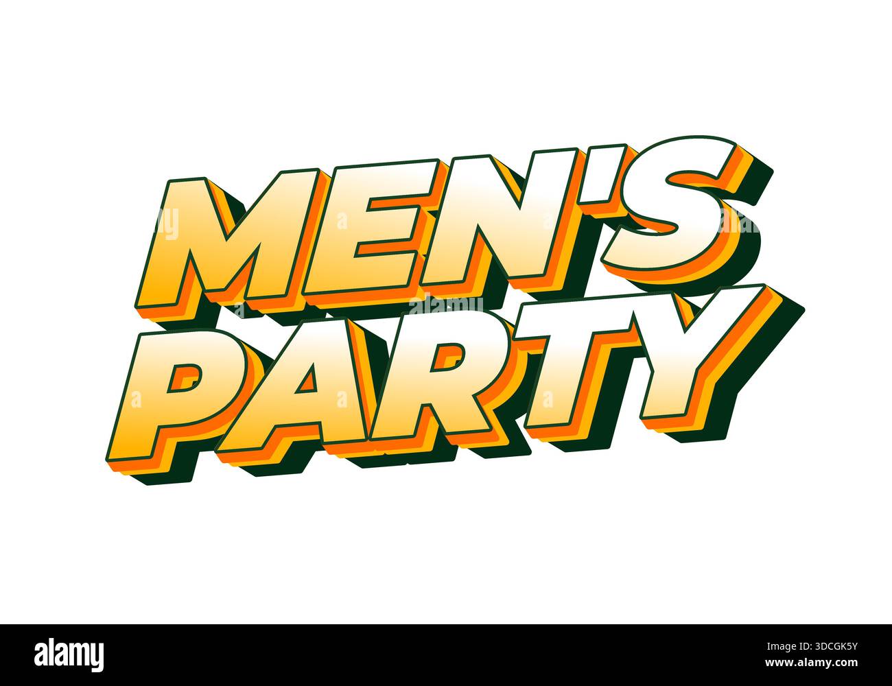 Text design for a mens party event, featuring bold and colorful typography Stock Vector