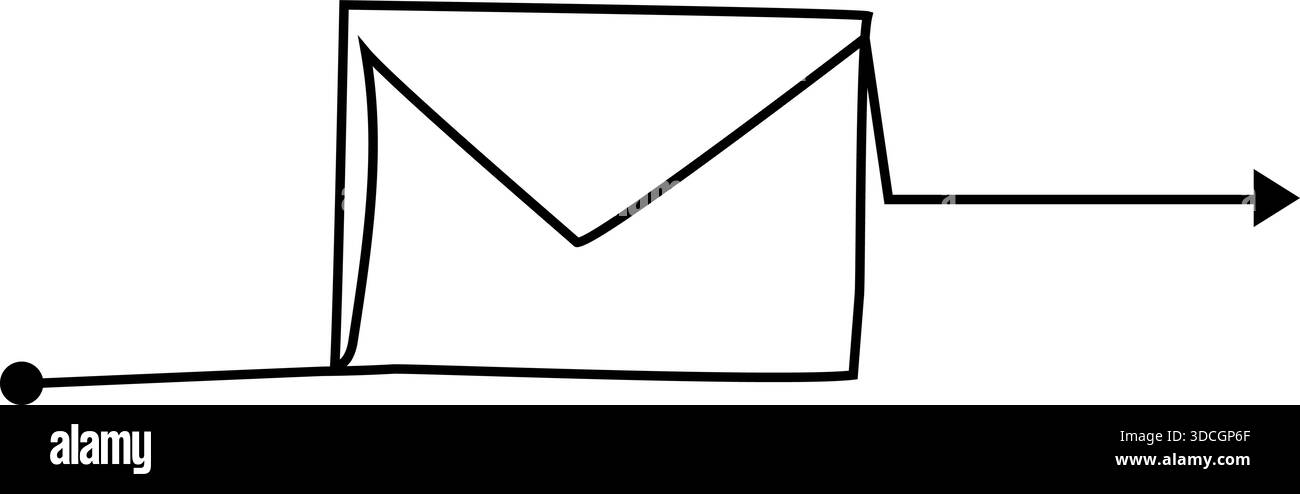 Envelope email shape illustrated with thick linear strokes forming a ...