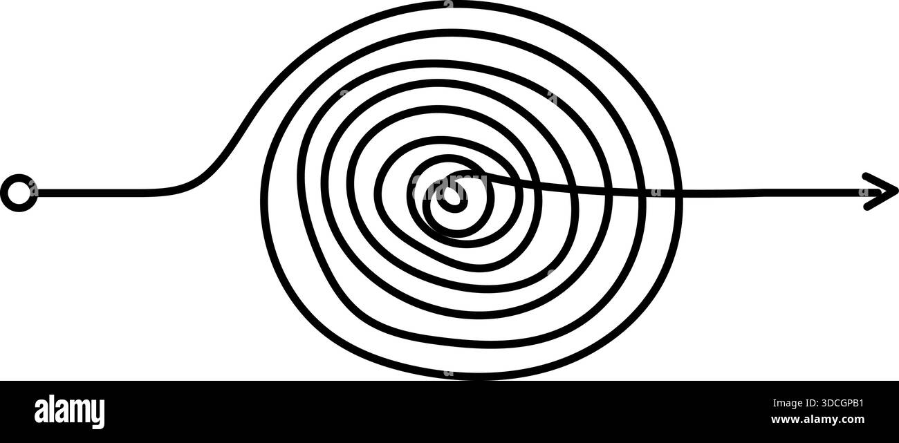 Path Inwards Flat circular spiral illustrated with thick continuous lines coiling ...