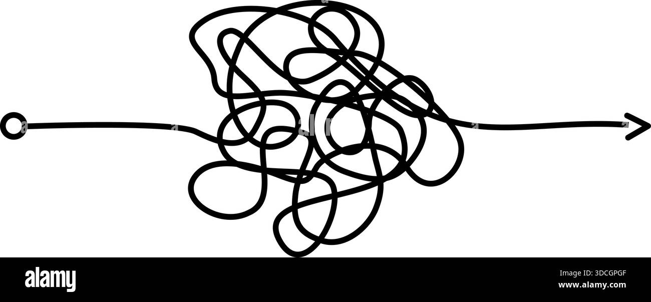 Looping Outward Small knot with exit arrow formed by thick looping lines and an outward ...