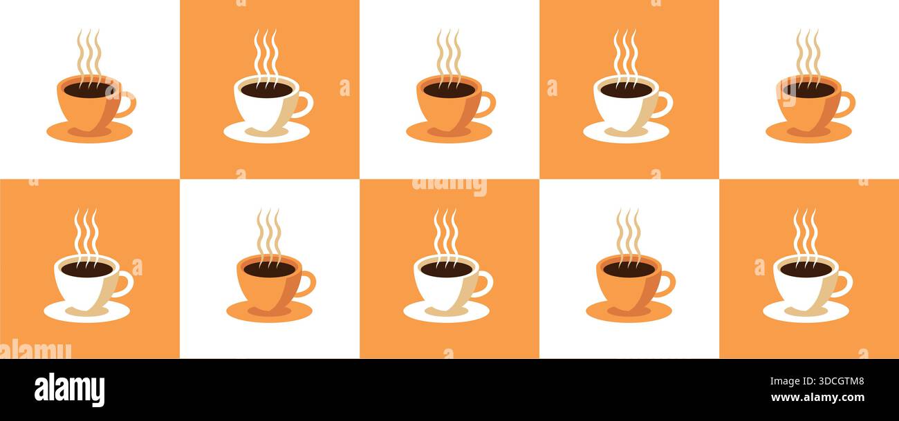 Coffee Themed Geometric seamless pattern in Bauhaus style. Abstract ...