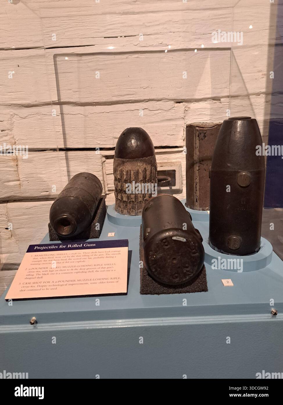 Display of projectiles for rifled guns in the blockhouse at Fort York ...