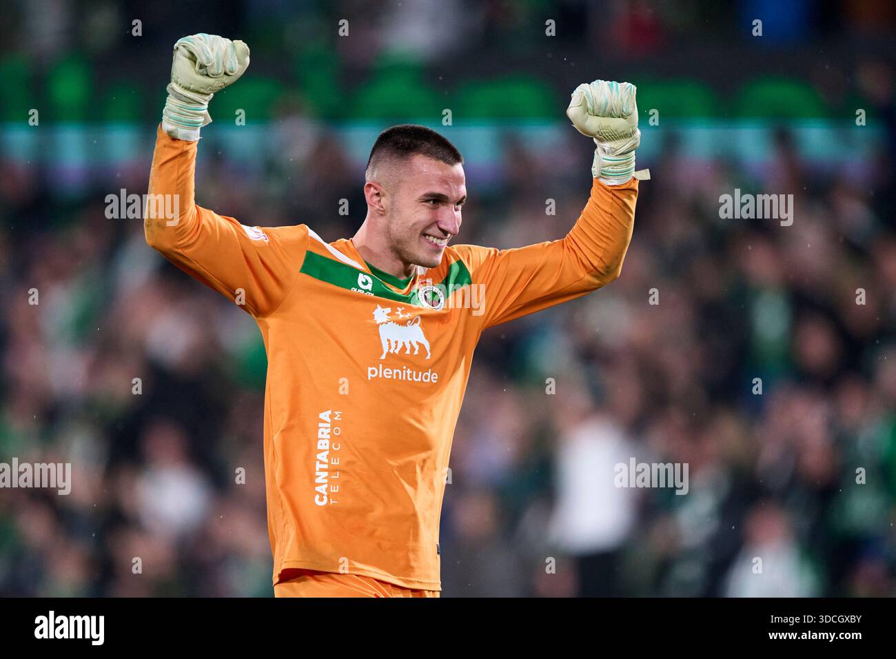 Plamen Andreev of Real Racing Club celebrate the victory during the Copa del Rey match between Real Racing Club and Villarreal CF at Campos de Sport E Stock Photo