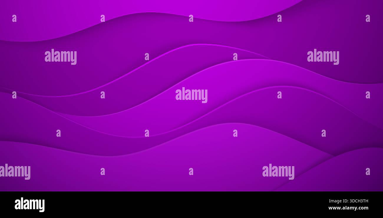 Smooth, layered purple waves on a gradient background, creating a flowing abstract design. Stock Vector