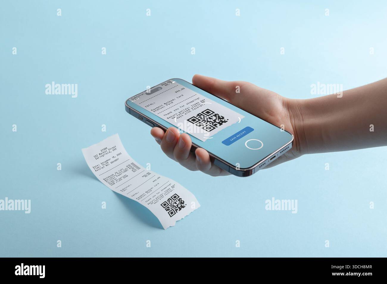 Paperless Code 0254 Scanning qr code from receipt hi-res stock photography and images - Alamy