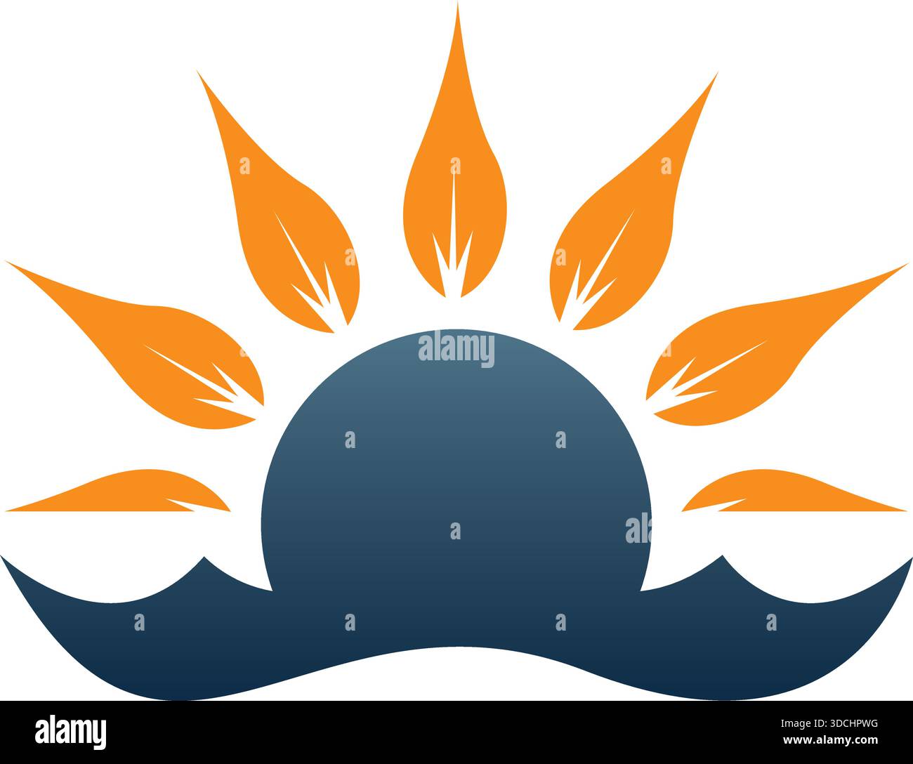 Sunrise Wave Flame Nature Icon Vector Logo Template Modern Design Stock Vector