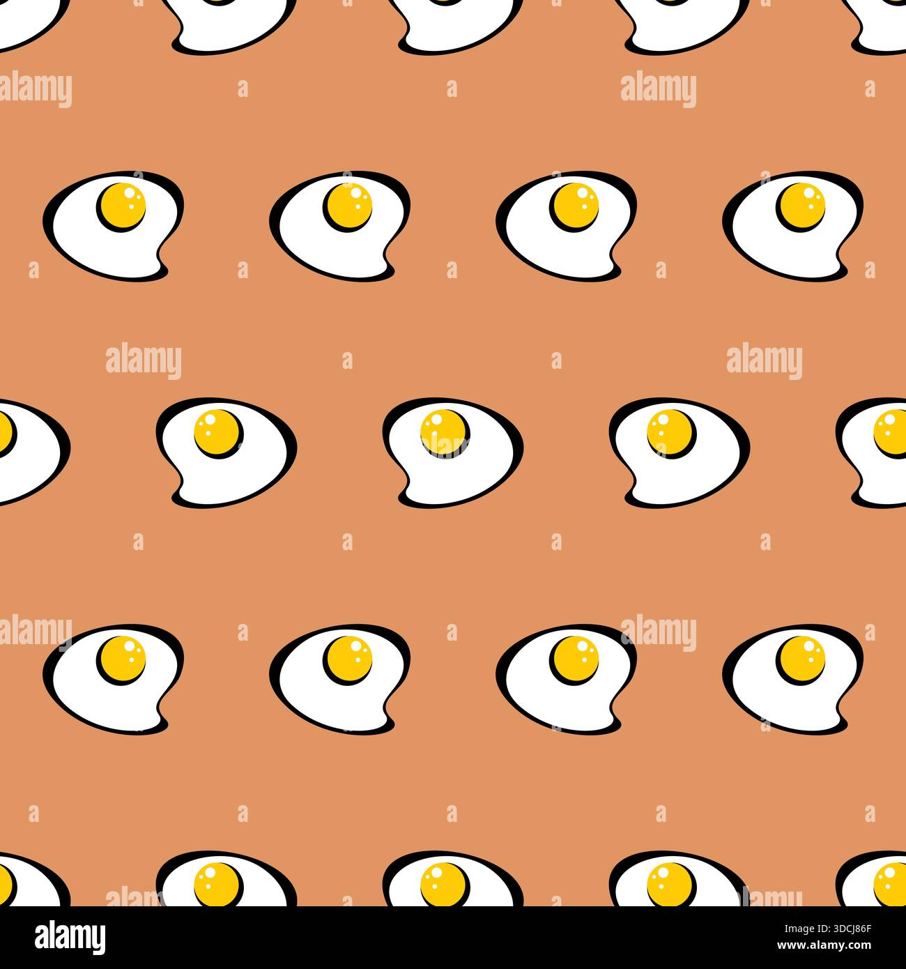 Vector Fried Eggs Seamless Pattern or Wallpaper. Fried eggs illustration design Stock Vector