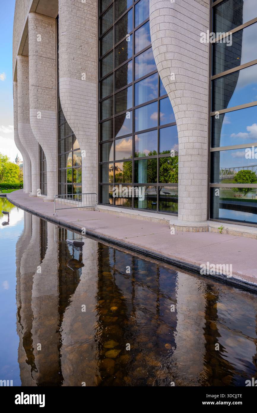 Curved stone columns and glass windows of the Canadian Museum of ...