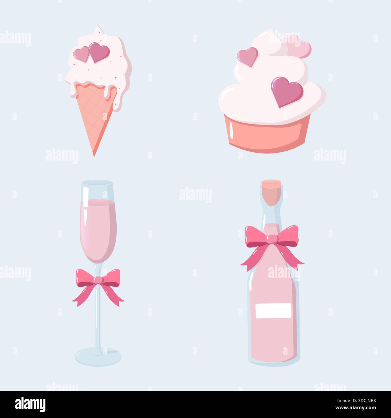 Valentine Dessert Drink Celebration Art Stock Vector