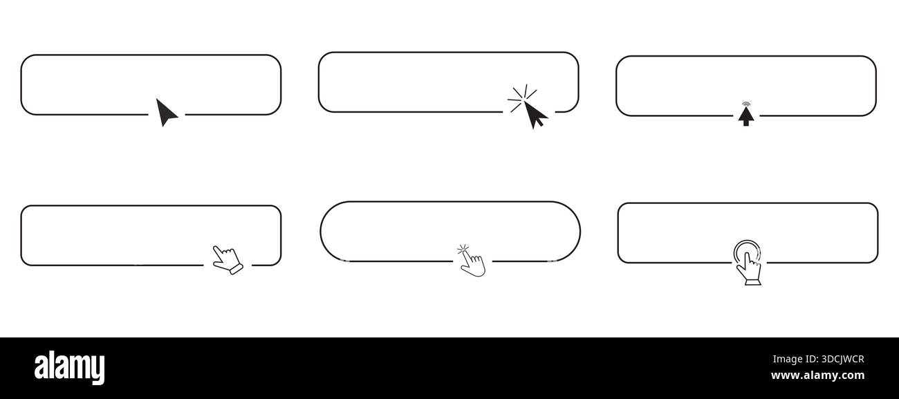Register now line frame border with arrow, mouse pointer, Button click ...
