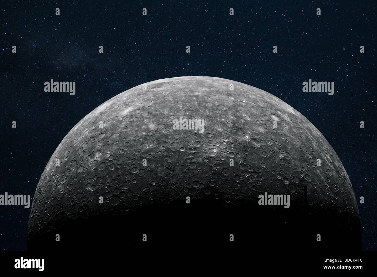 The surface of the moon with craters in outer space. Moon with stars ...